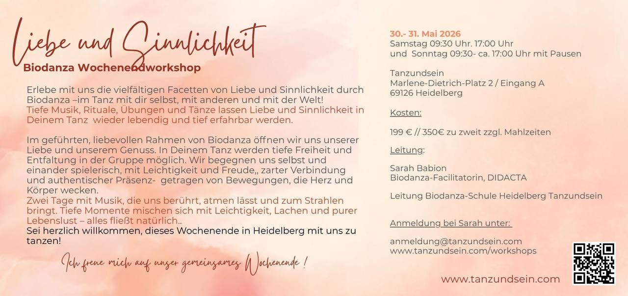 Biodanza Wochenendworkshop Liebe und Sinnlichkeit