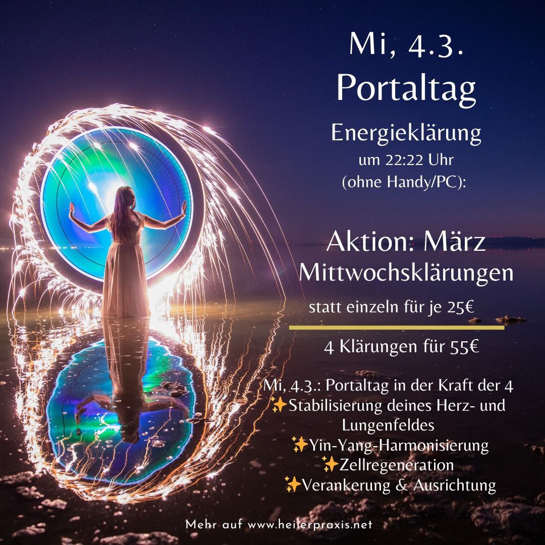 Portaltag in der Kraft der 4 – Energieklärung um 22:22 Uhr