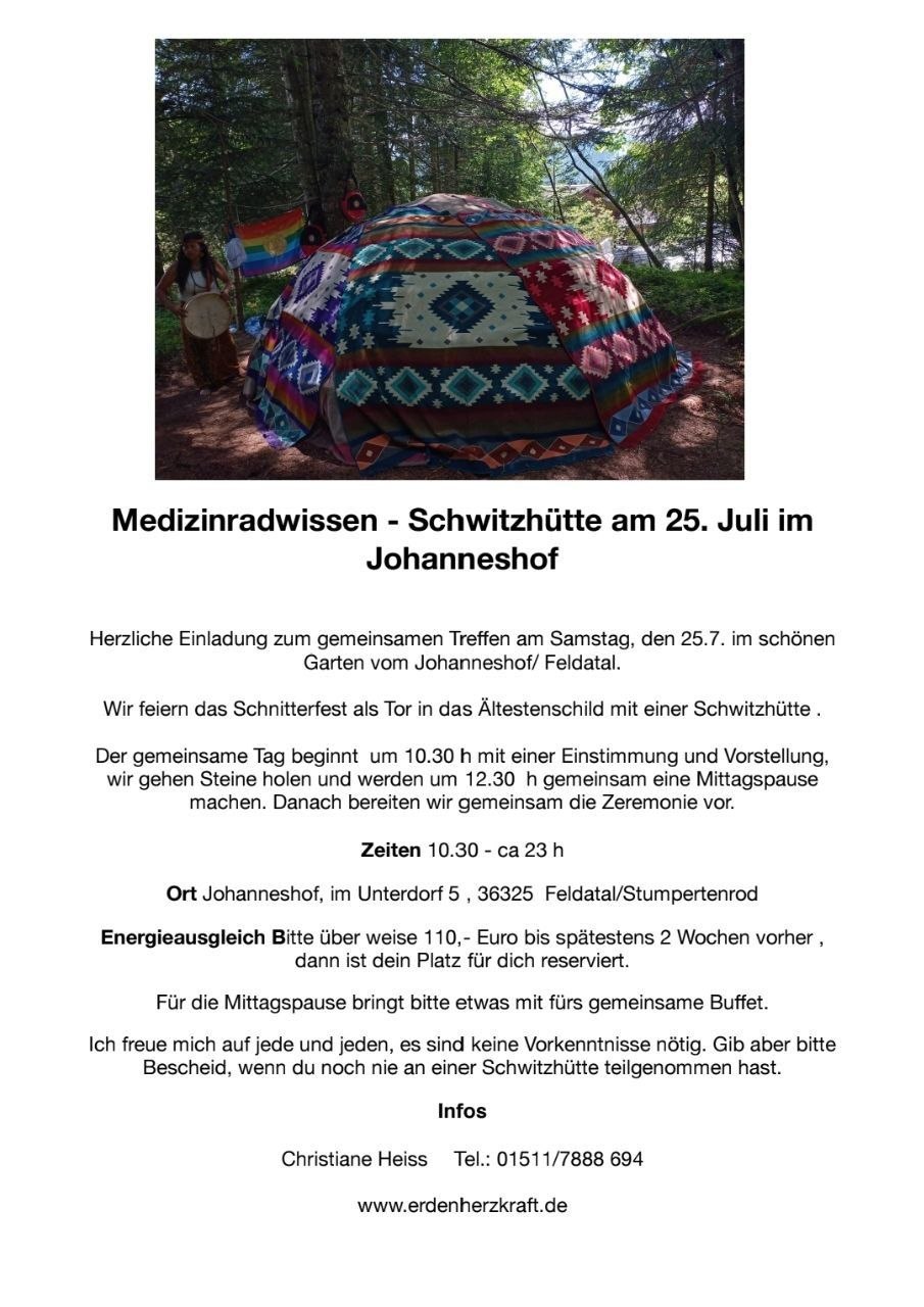 Schwitzhütte - Schnitterfest im Vogelsberg