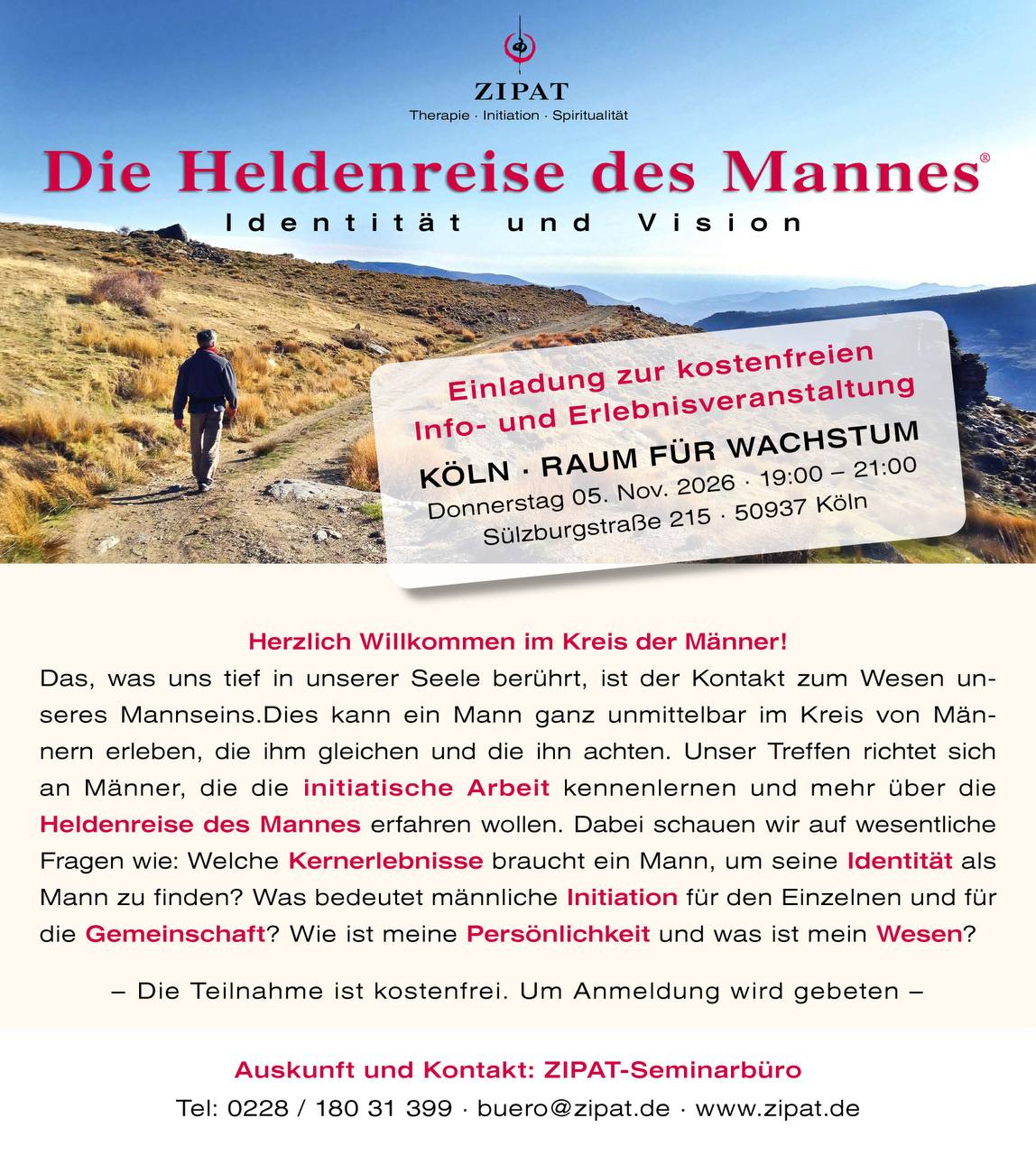 Die Heldenreise des Mannes – kostenloser Info- & Erlebnisabend in Köln