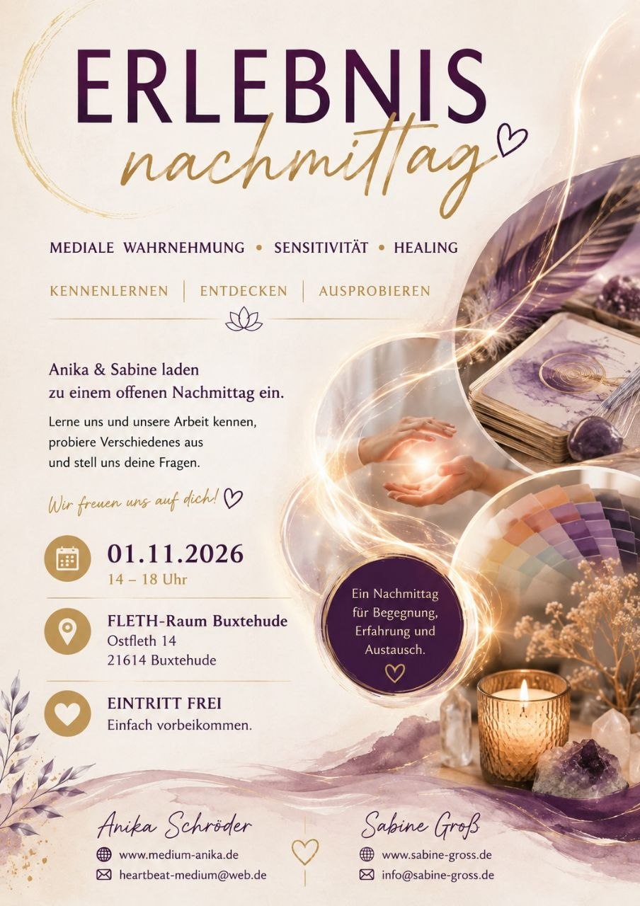 Erlebnisnachmittag – Mediale Wahrnehmung, Sensitivität & Healing